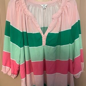 crown & ivy Pink and Green Striped Tunic